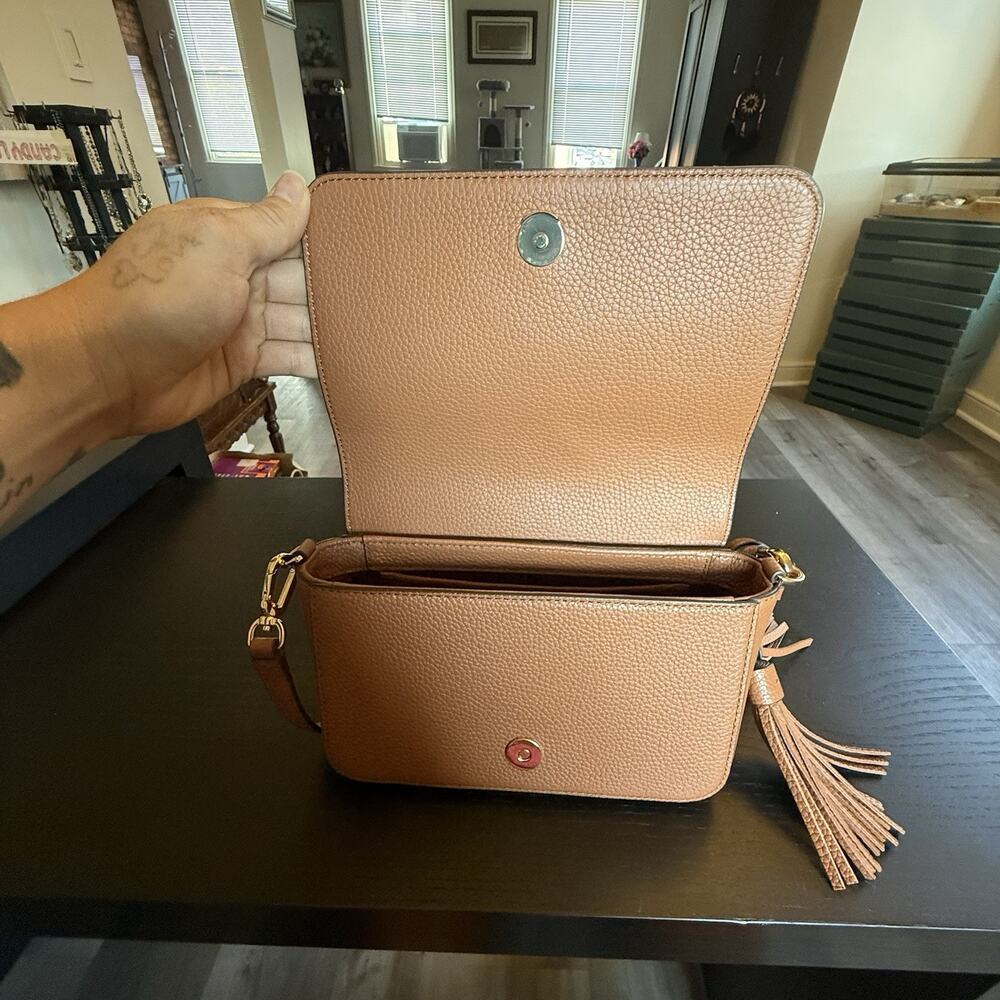 Tory Burch Thea Mini Crossbody Bag Tan Brown - Picture 7 of 9